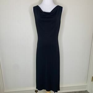 French Curve Black Draped Neck Back V Neck Sz Large